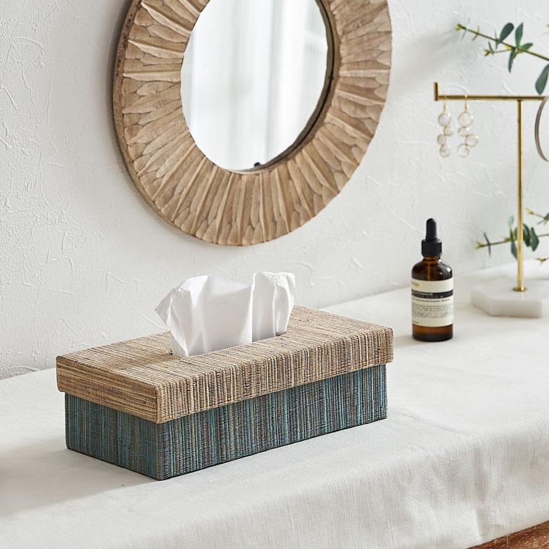 ティッシュ ケース ふた付 ボックス カバー ウォーターヒヤシンス ブルー ピンク W 27cm D 13.5cm H 7.5cm ホルダー おしゃれ 北欧 西海岸風 14026 | ELEMENTS（インテリア） | 15