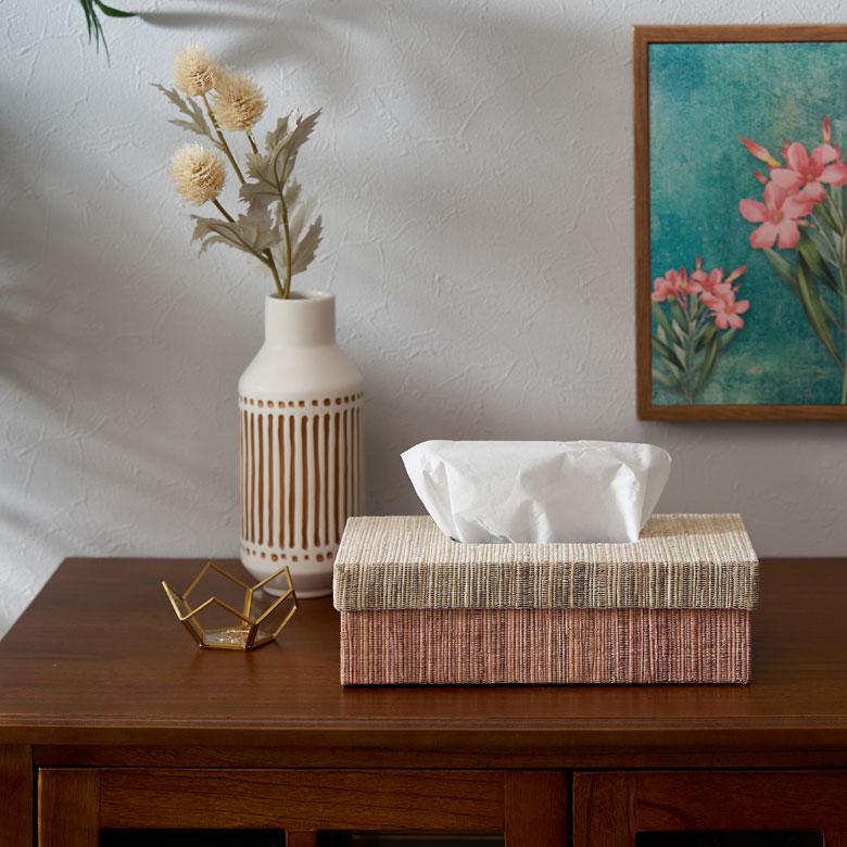 ティッシュ ケース ふた付 ボックス カバー ウォーターヒヤシンス ブルー ピンク W 27cm D 13.5cm H 7.5cm ホルダー おしゃれ 北欧 西海岸風 14026 | ELEMENTS（インテリア） | 10