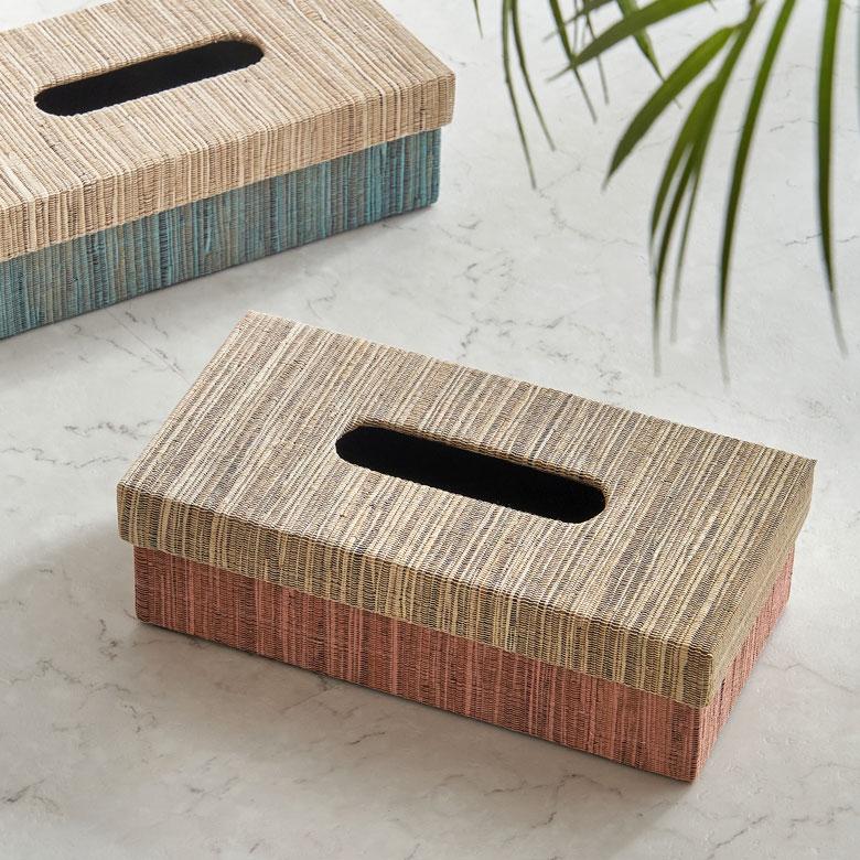 ティッシュ ケース ふた付 ボックス カバー ウォーターヒヤシンス ブルー ピンク W 27cm D 13.5cm H 7.5cm ホルダー おしゃれ 北欧 西海岸風 14026 | ELEMENTS（インテリア） | 11