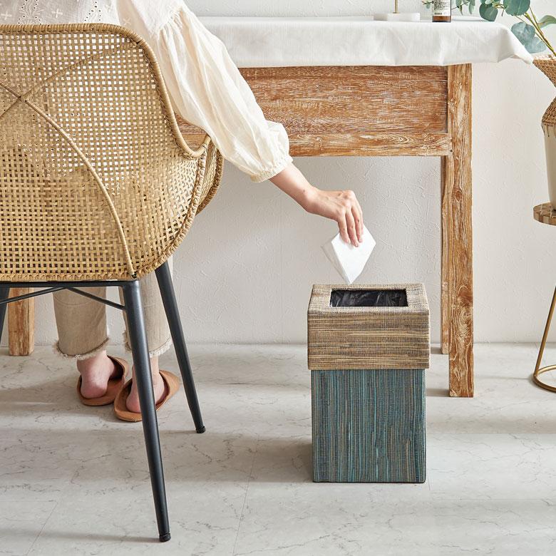 ゴミ 箱 ダスト ボックス おしゃれ 蓋 ふた 付き ウォーターヒヤシンス ブルー ピンク 約 W 20.5cm D 20.5cm H 30cm 四角 寝室 雑貨 北欧 西海岸風 14027 | ELEMENTS（インテリア） | 04