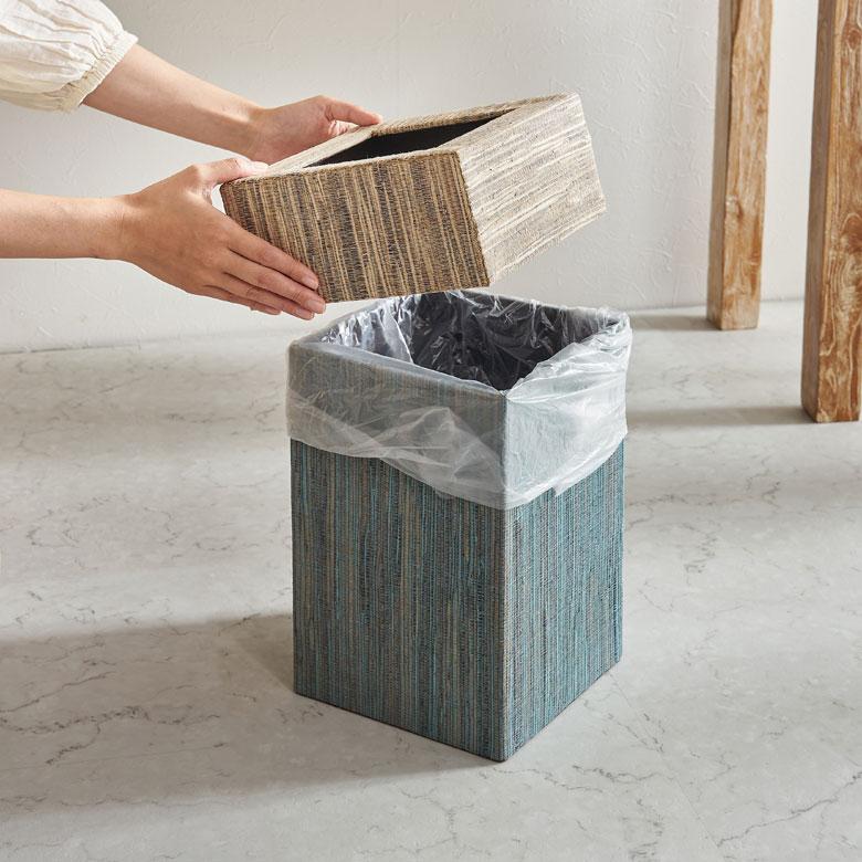 ゴミ 箱 ダスト ボックス おしゃれ 蓋 ふた 付き ウォーターヒヤシンス ブルー ピンク 約 W 20.5cm D 20.5cm H 30cm 四角 寝室 雑貨 北欧 西海岸風 14027 | ELEMENTS（インテリア） | 07