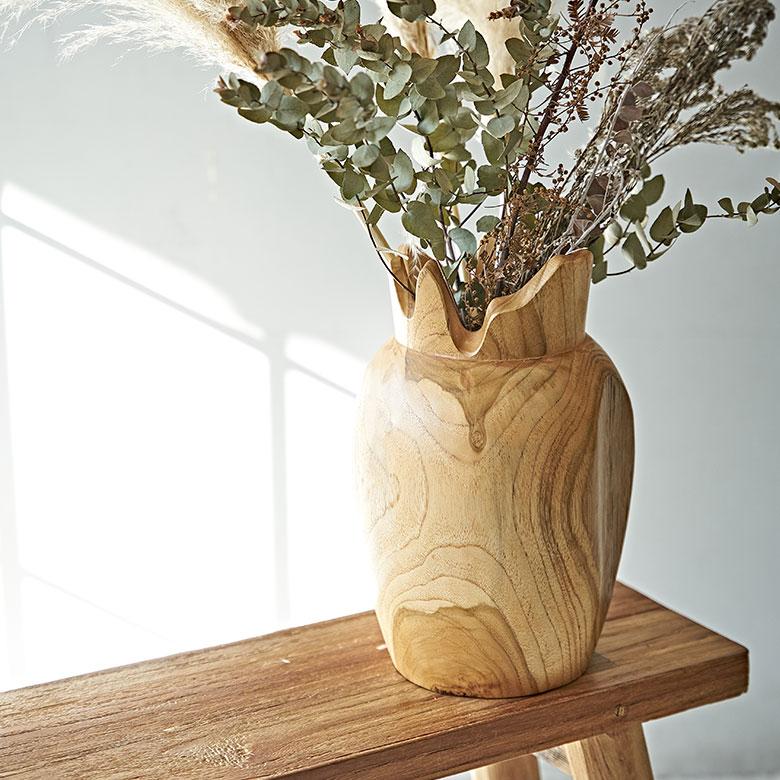 フラワー ベース 造 花 瓶 びん フェイク グリーン 高さ 30cm 天然 木