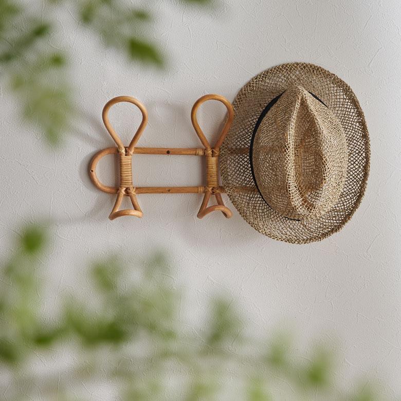 フック ラタン 籐 天然素材 ウォール ハンガー 3連 幅 40cm ナチュラル ベージュ 壁掛け 壁面 インテリア 軽量 おしゃれ 北欧 リゾート 雑貨 西海岸 14032 | ELEMENTS（インテリア） | 17