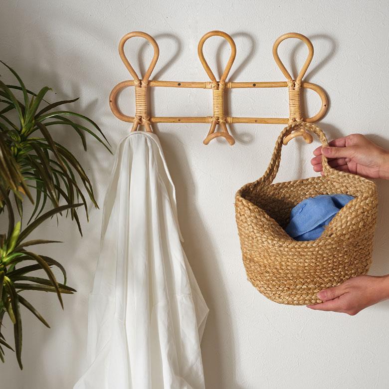 ELEMENTS（インテリア） フック ラタン 籐 天然素材 ウォール ハンガー