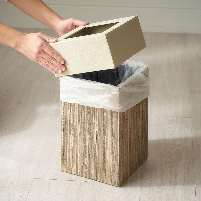 ゴミ 箱 ダスト ボックス 四角 正方形 ウォーターヒヤシンス 高さ 30cm 7L 袋 見えない 中身 くず 入れ モダン おしゃれ 北欧 リゾート 雑貨 西海岸 14038 | ELEMENTS（インテリア） | 05