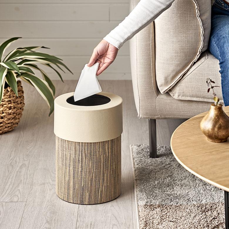 ゴミ 箱 ダスト ボックス 丸形 円型 ウォーターヒヤシンス 高さ 30cm 9L 袋 見えない 中身 くず 入れ モダン おしゃれ 北欧 リゾート 雑貨 西海岸 14039 | ELEMENTS（インテリア） | 02