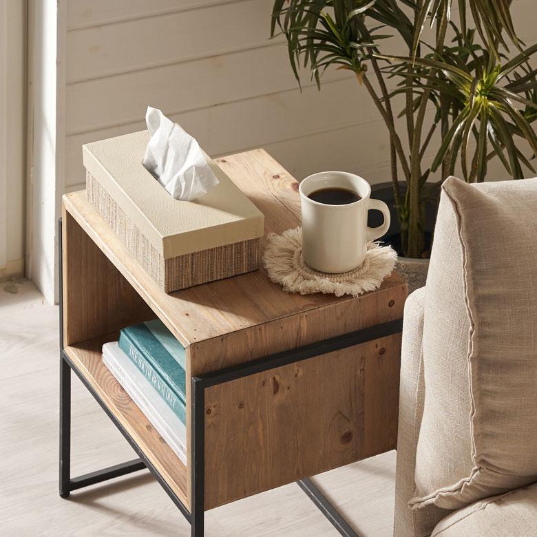 ティッシュ ケース ふた付 ボックス カバー ウォーターヒヤシンス フェイクレザー W 27cm D 13.5cm H 7.5cm ホルダー おしゃれ 北欧 雑貨 西海岸風 韓国 14043 | ELEMENTS（インテリア） | 03