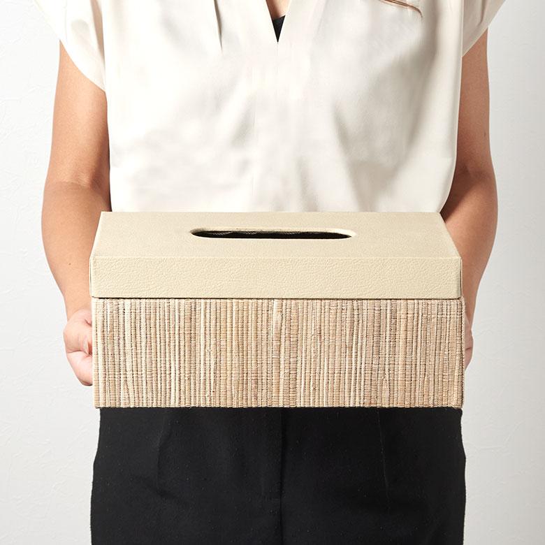 蓋付き ティッシュケース 厚型対応 ティッシュカバー レザー ウォーターヒヤシンス 合皮 Lサイズ おしゃれ 北欧 リゾート 雑貨 インテリア 西海岸 14077 | ELEMENTS（インテリア） | 10