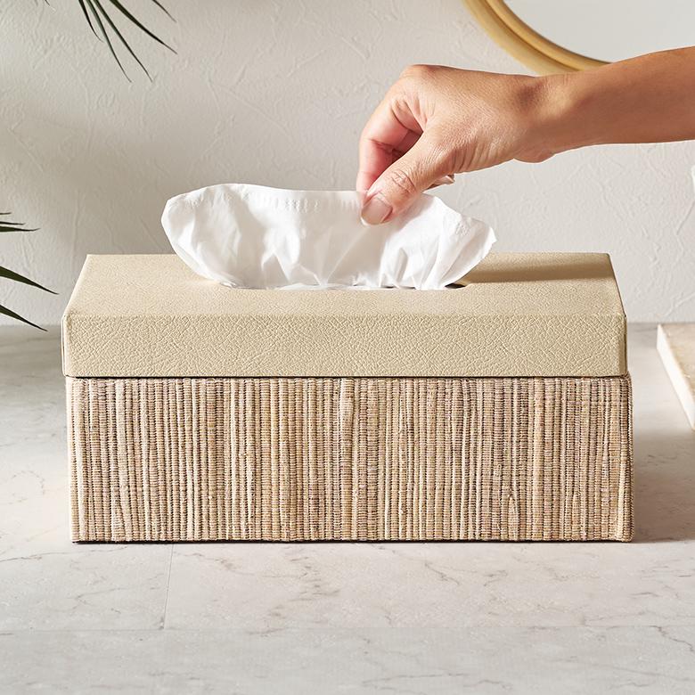蓋付き ティッシュケース 厚型対応 ティッシュカバー レザー ウォーターヒヤシンス 合皮 Lサイズ おしゃれ 北欧 リゾート 雑貨 インテリア 西海岸 14077 | ELEMENTS（インテリア） | 07