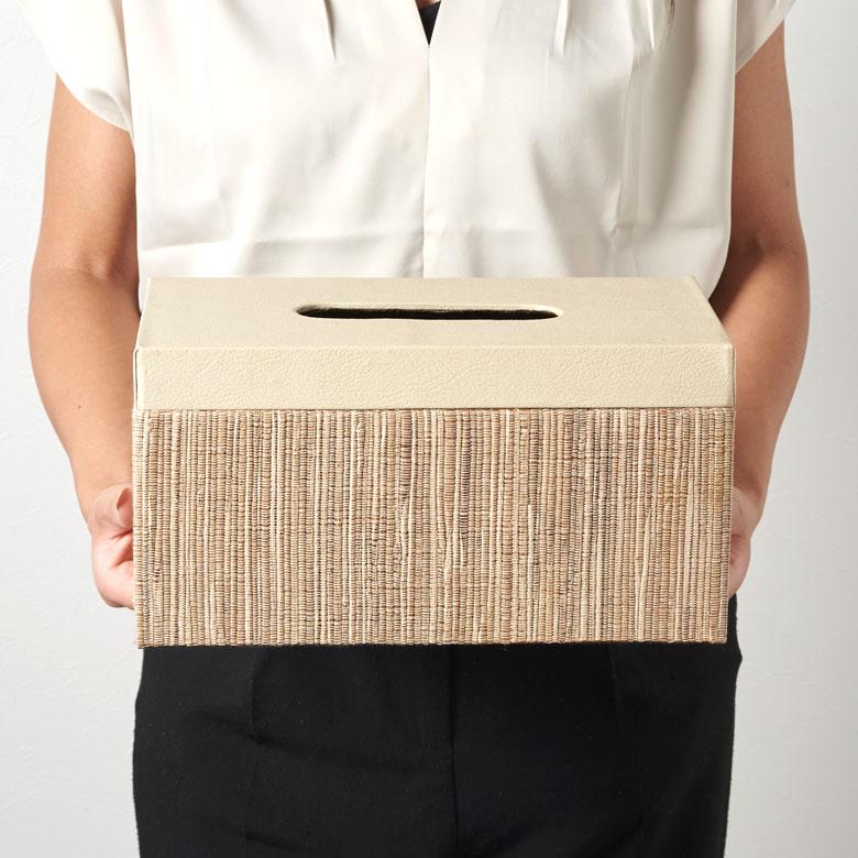 蓋付き ティッシュケース 厚型対応 ティッシュカバー レザー ウォーターヒヤシンス 合皮 XLサイズ 北欧 リゾート 雑貨 インテリア 西海岸 14078 | ELEMENTS（インテリア） | 10