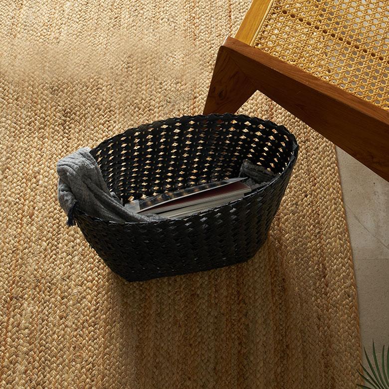 バスケット かご 約 17L スリム コンパクト 約 高さ 33cm ナチュラル ブラック 荷物 入れ 収納 おもちゃ 雑誌 おしゃれ 北欧 雑貨 インテリア 西海岸 14086 | ELEMENTS（インテリア） | 15