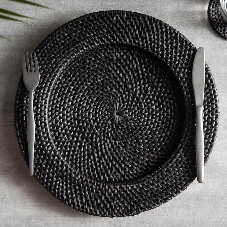 プレート トレイ ラタン 籐 ラウンド 円形 チャージャー アンダー マット プレイス テーブル ウエア トレー 装飾 おしゃれ 北欧 雑貨 インテリア 西海岸 14104 | ELEMENTS（インテリア） | 09