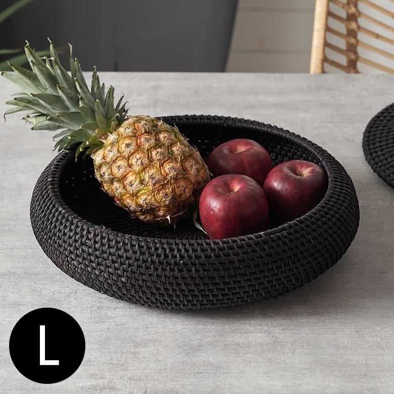 バスケット ラタン 籐 Lサイズ ボウル かご 収納 小物 入れ 野菜 果物 ストッカー トレー トレイ キッチン 装飾 おしゃれ 北欧 雑貨 インテリア 西海岸 14106 | ELEMENTS（インテリア）