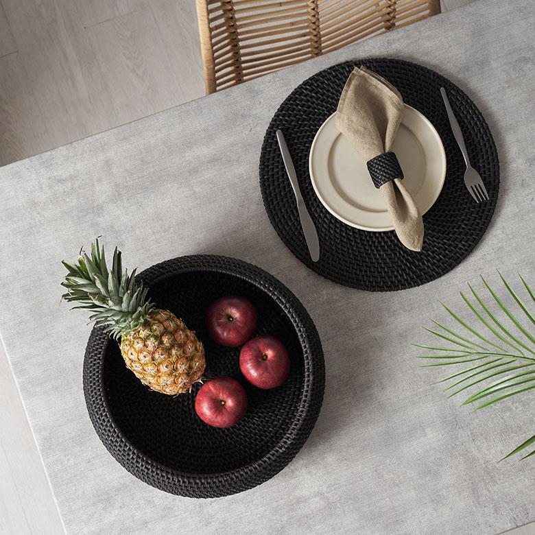 バスケット ラタン 籐 Lサイズ ボウル かご 収納 小物 入れ 野菜 果物 ストッカー トレー トレイ キッチン 装飾 おしゃれ 北欧 雑貨 インテリア 西海岸 14106 | ELEMENTS（インテリア） | 09