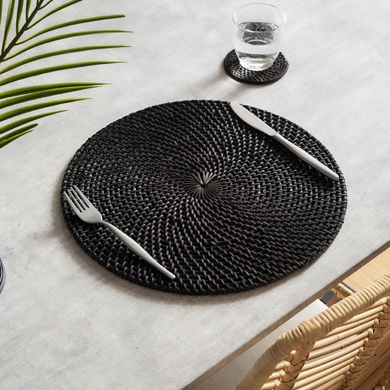ELEMENTS ランチョン マット ラタン 籐 ラウンド 円形 プレース