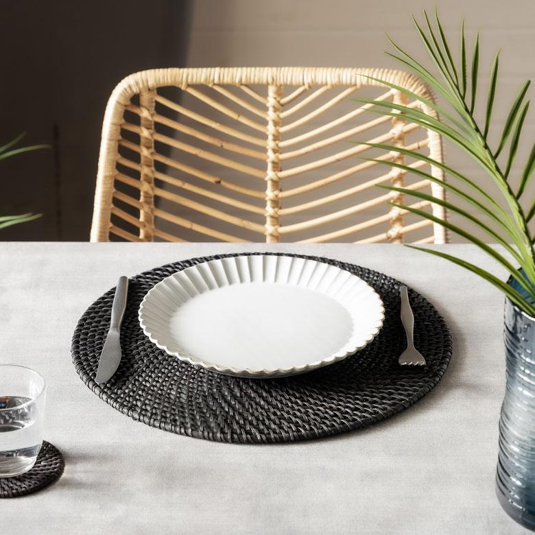 ELEMENTS ランチョン マット ラタン 籐 ラウンド 円形 プレース