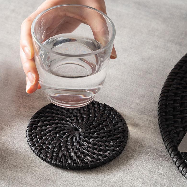 コースター ラタン 籐 ラウンド 円形 4枚 収納 ケース 付き トレイ トレー ディスプレイ テーブル ウエア 装飾 おしゃれ 北欧 雑貨 インテリア 西海岸 14110 | ELEMENTS（インテリア） | 11