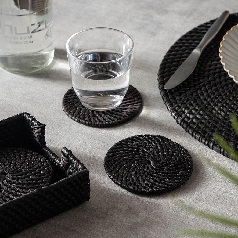 コースター ラタン 籐 ラウンド 円形 4枚 収納 ケース 付き トレイ トレー ディスプレイ テーブル ウエア 装飾 おしゃれ 北欧 雑貨 インテリア 西海岸 14110 | ELEMENTS（インテリア） | 12