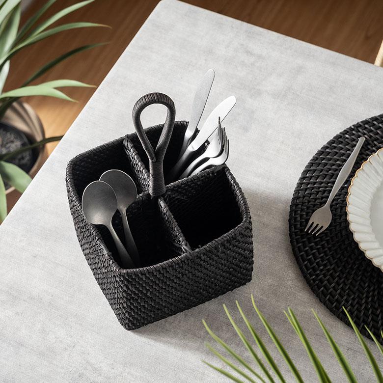 カトラリー スタンド ラタン 籐 収納 ペン 立て 入れ リモコン フォーク ナイフ スプーン 箸 テーブル ウエア おしゃれ 北欧 雑貨 インテリア 西海岸 14111 | ELEMENTS（インテリア） | 12