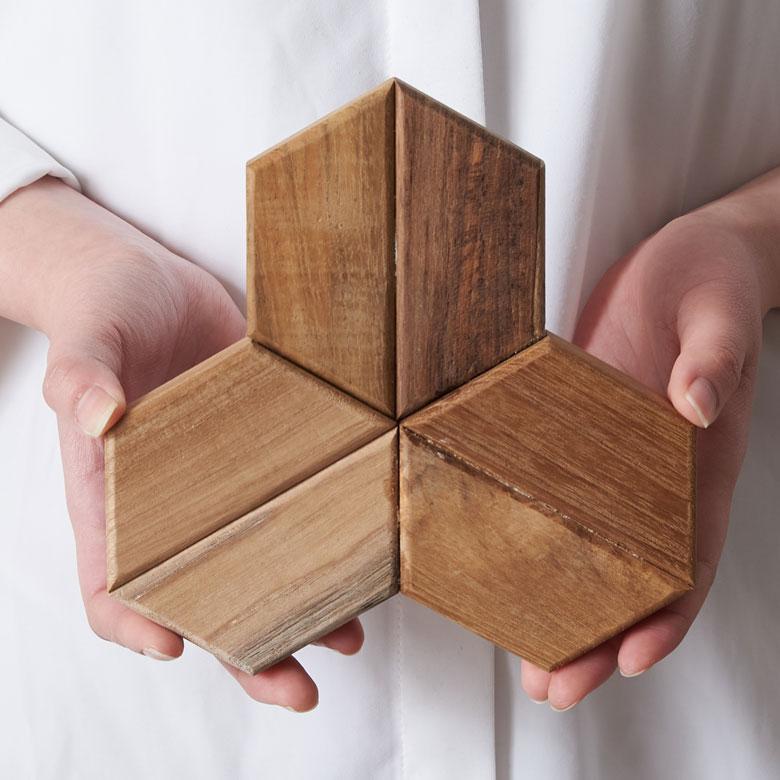 ウォール パネル 壁材 56枚 天然木製 ウッド タイル 板 面 内装 DIY リフォーム リメイク 簡単 おしゃれ 北欧 雑貨 インテリア ヘキサゴン 西海岸 14123 | ELEMENTS（インテリア） | 13