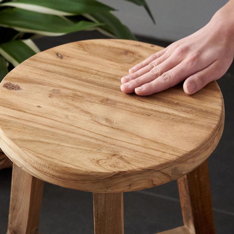 スツール チーク ウッド 天然 木 製 ショート 古材 約 高さ 39cm 椅子 チェア プランター スタンド 花 台 鉢置き おしゃれ 北欧 家具 インテリア 西海岸 14134 | ELEMENTS（インテリア） | 11