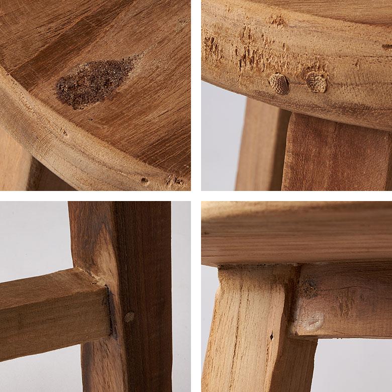 スツール チーク ウッド 天然 木 製 ショート 古材 約 高さ 39cm 椅子 チェア プランター スタンド 花 台 鉢置き おしゃれ 北欧 家具 インテリア 西海岸 14134 | ELEMENTS（インテリア） | 17
