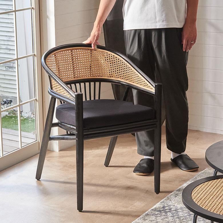 ラタンチェア おしゃれ 椅子 ラタン いす ダイニングチェア 肘掛け 座面高45cm 軽量 天然素材 籐の椅子 北欧 リゾート インテリア 西海岸風 家具 サーフ 14160 | ELEMENTS（インテリア） | 09
