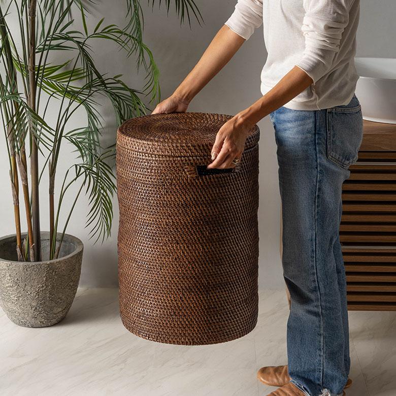 ランドリーバスケット ラタン ふた付き おしゃれ アタ バスケット 大容量 かご 収納 蓋付き 天然素材 北欧 リゾート バリ島 雑貨 インテリア アジアン 14177 | ブランド登録なし | 11