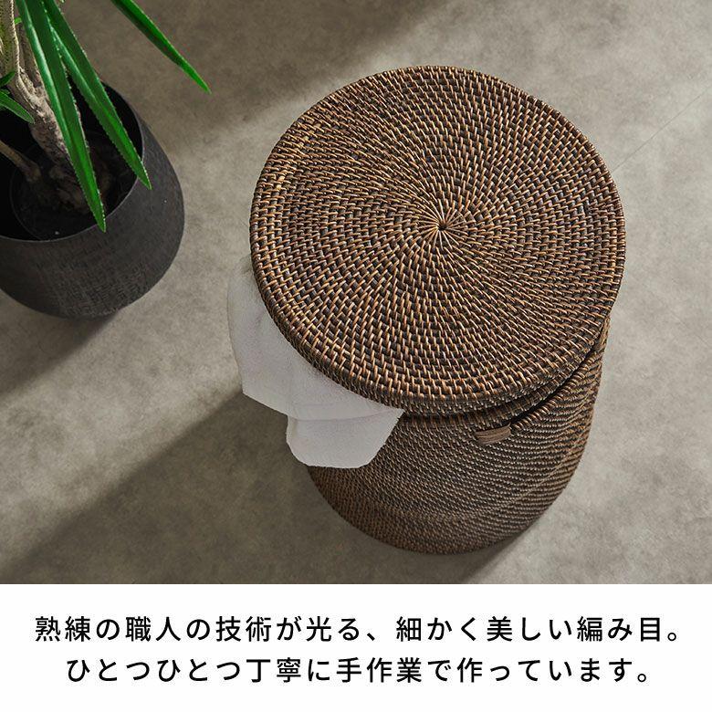 ランドリーバスケット ラタン ふた付き おしゃれ アタ バスケット 大容量 かご 収納 蓋付き 天然素材 北欧 リゾート バリ島 雑貨 インテリア アジアン 14177 | ブランド登録なし | 04