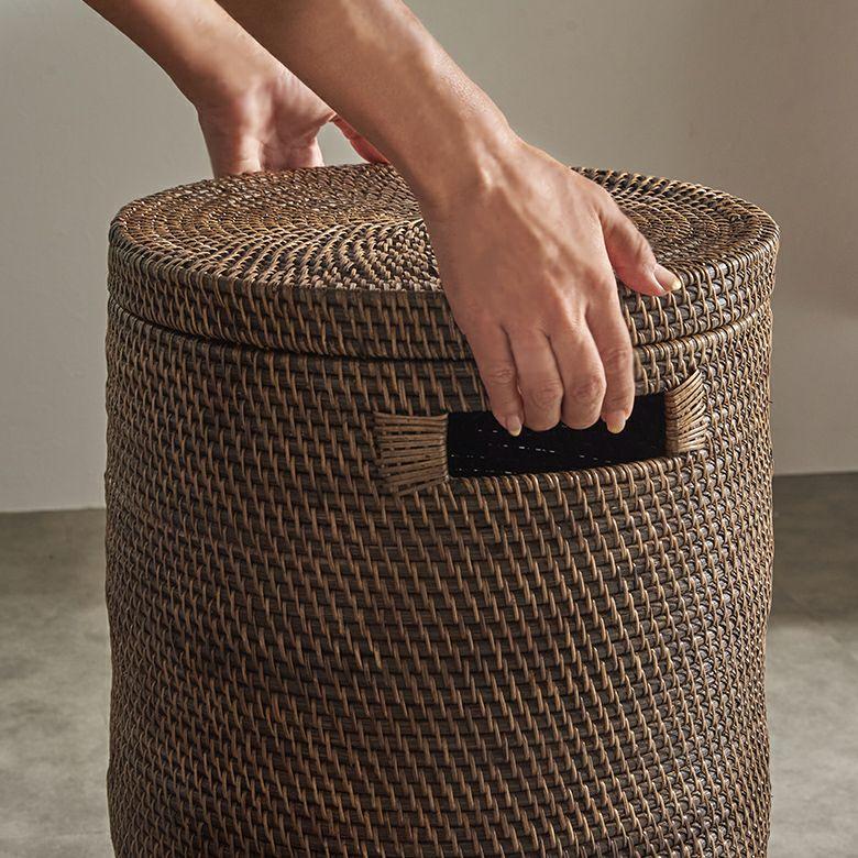 ランドリーバスケット ラタン ふた付き おしゃれ アタ バスケット 大容量 かご 収納 蓋付き 天然素材 北欧 リゾート バリ島 雑貨 インテリア アジアン 14177 | ブランド登録なし | 05