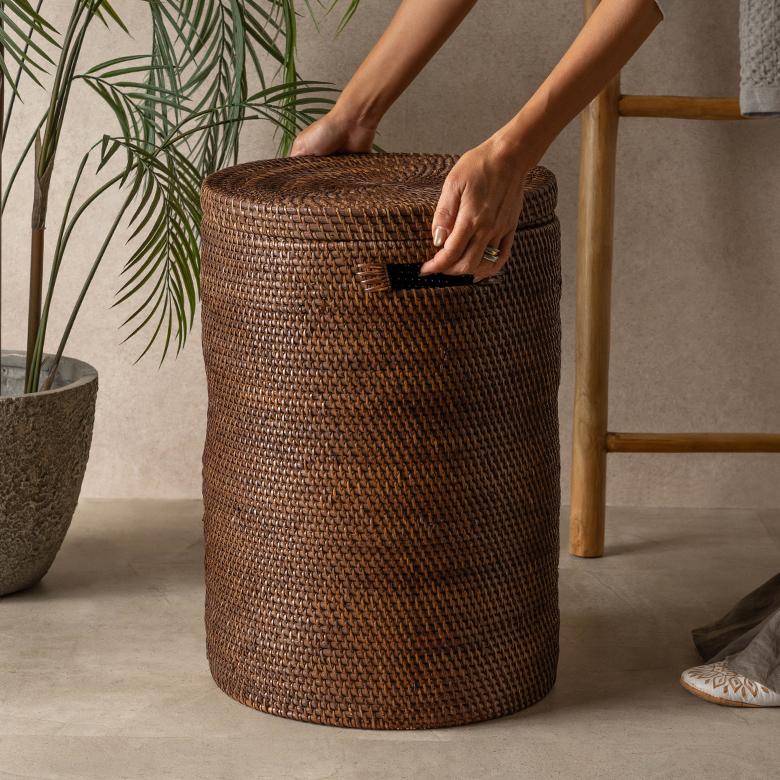 ランドリーバスケット ラタン ふた付き おしゃれ アタ バスケット 大容量 かご 収納 蓋付き 天然素材 北欧 リゾート バリ島 雑貨 インテリア アジアン 14177 | ブランド登録なし | 05