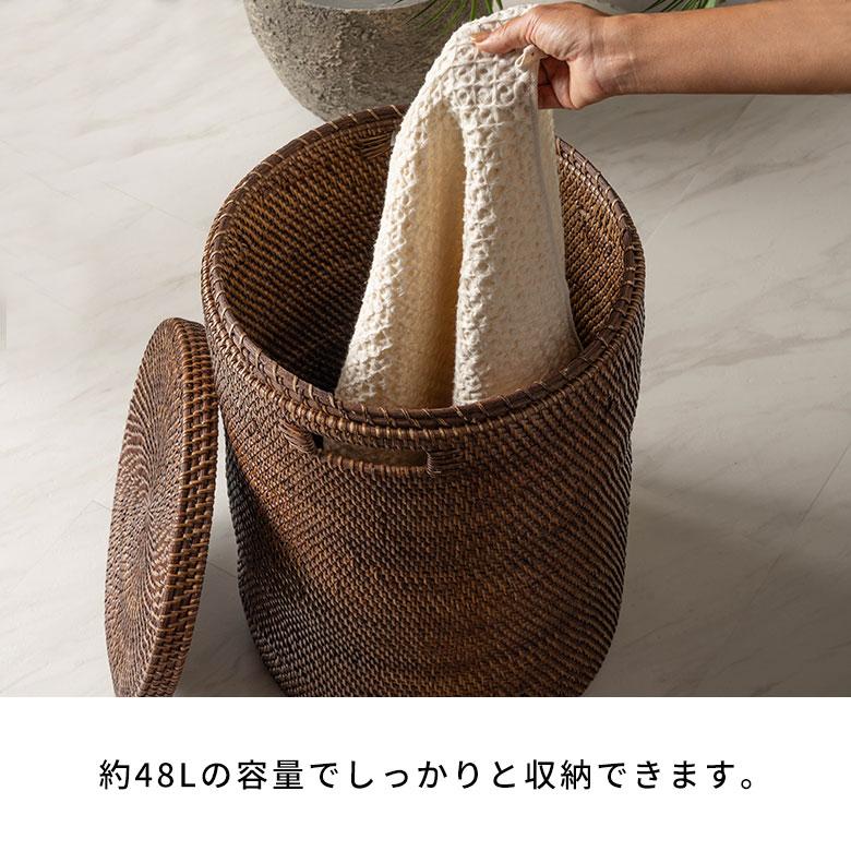 ランドリーバスケット ラタン ふた付き おしゃれ アタ バスケット 大容量 かご 収納 蓋付き 天然素材 北欧 リゾート バリ島 雑貨 インテリア アジアン 14177 | ブランド登録なし | 08