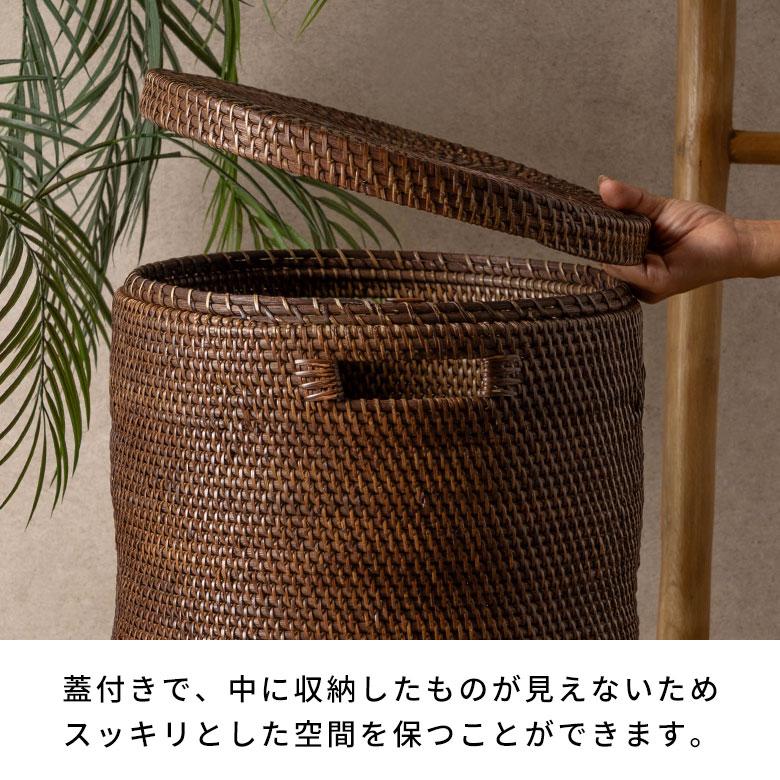 ランドリーバスケット ラタン ふた付き おしゃれ アタ バスケット 大容量 かご 収納 蓋付き 天然素材 北欧 リゾート バリ島 雑貨 インテリア アジアン 14177 | ブランド登録なし | 09