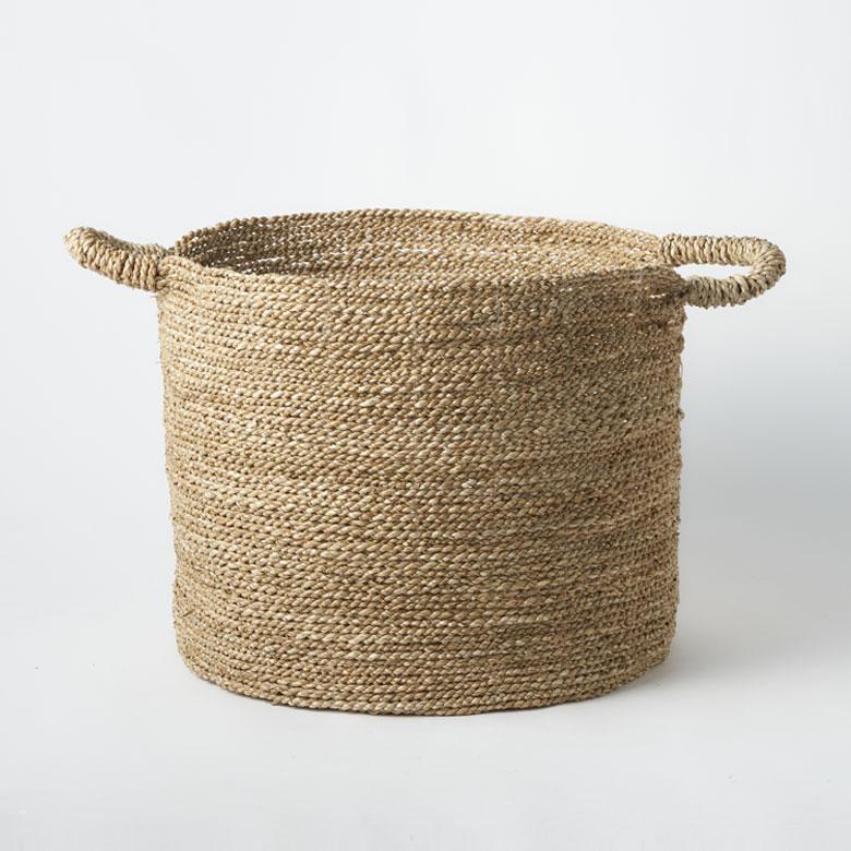 シーグラス かご バスケット 収納 持ち手 天然素材 小物入れ 小物収納 かごバスケット 丸 編みかご 籠 おしゃれ 北欧 リゾート 雑貨 インテリア 西海岸 14183 | ELEMENTS（インテリア） | 11