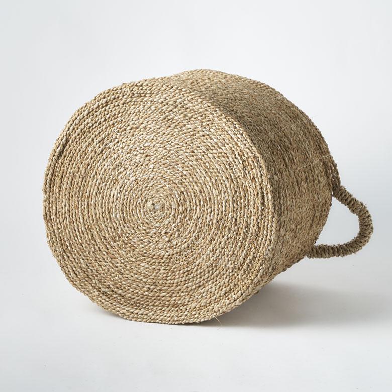 シーグラス かご バスケット 収納 持ち手 天然素材 小物入れ 小物収納 かごバスケット 丸 編みかご 籠 おしゃれ 北欧 リゾート 雑貨 インテリア 西海岸 14183 | ELEMENTS（インテリア） | 13