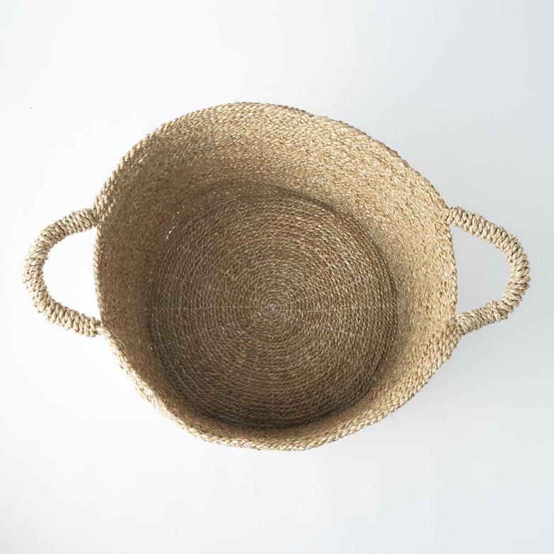 シーグラス かご バスケット 収納 持ち手 天然素材 小物入れ 小物収納 かごバスケット 丸 編みかご 籠 おしゃれ 北欧 リゾート 雑貨 インテリア 西海岸 14183 | ELEMENTS（インテリア） | 14