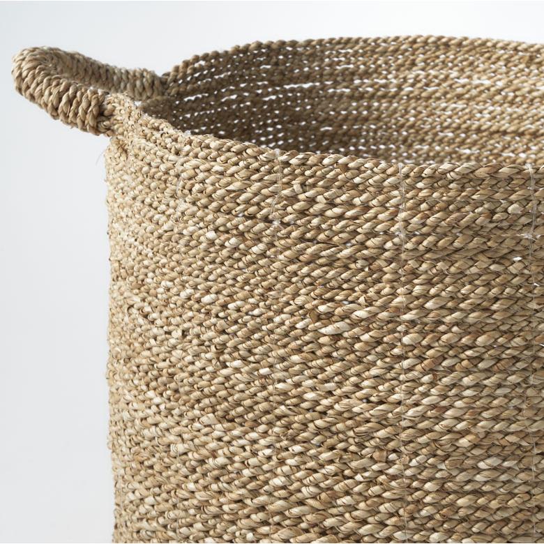 シーグラス かご バスケット 収納 持ち手 天然素材 小物入れ 小物収納 かごバスケット 丸 編みかご 籠 おしゃれ 北欧 リゾート 雑貨 インテリア 西海岸 14183 | ELEMENTS（インテリア） | 15