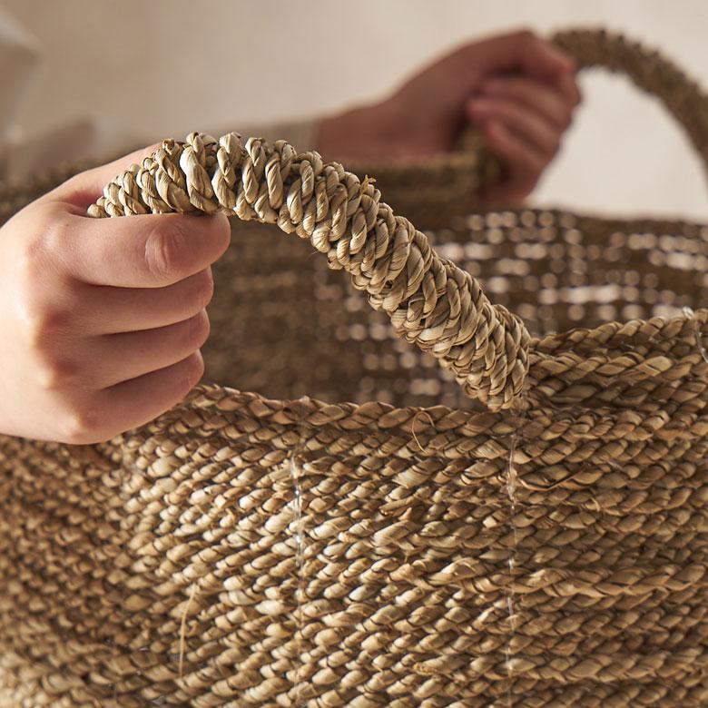 シーグラス かご バスケット 収納 持ち手 天然素材 小物入れ 小物収納 かごバスケット 丸 編みかご 籠 おしゃれ 北欧 リゾート 雑貨 インテリア 西海岸 14183 | ELEMENTS（インテリア） | 06