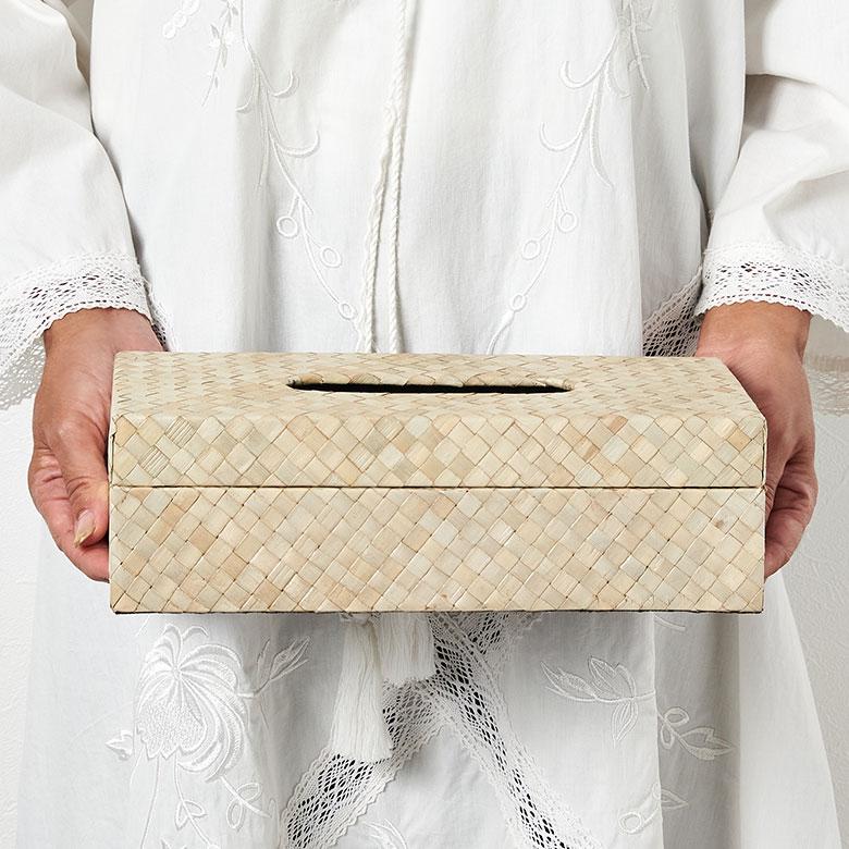 蓋付き ティッシュケース レギュラーサイズ ティッシュカバー パンダン 葉 天然素材 ティッシュ 卓上 おしゃれ 北欧 リゾート 雑貨 インテリア 西海岸 14189 | ELEMENTS（インテリア） | 08