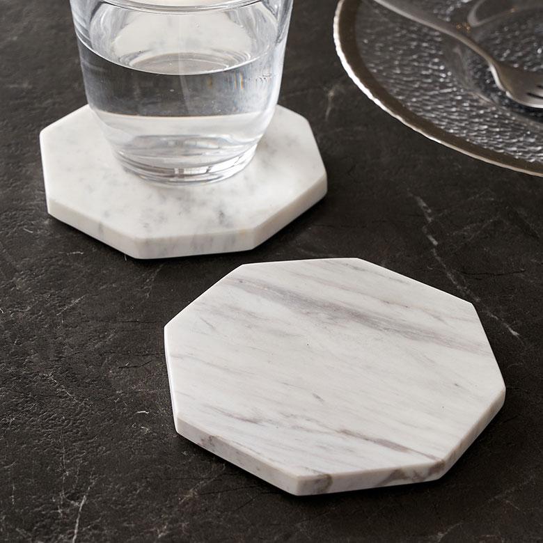 コースター おしゃれ アクセサリートレイ 置物 八角 小物置き トレー オブジェ 大理石 プレート ディスプレイ 北欧 リゾート 雑貨 インテリア 飾り 西海岸 1419 | ELEMENTS（インテリア）