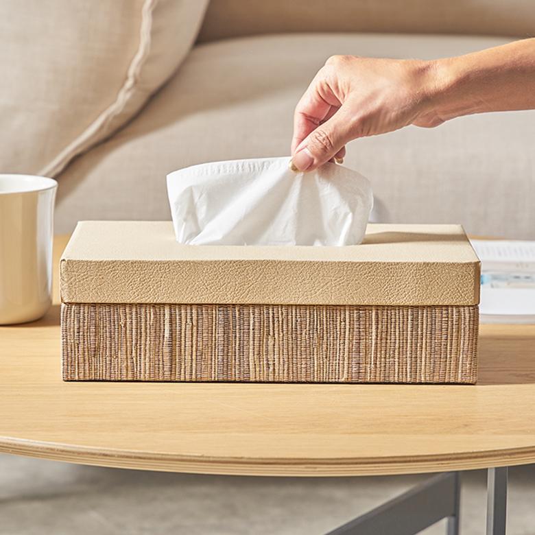 蓋付き ティッシュケース レギュラーサイズ ティッシュカバー レザー ウォーターヒヤシンス 合皮 卓上 おしゃれ 北欧 リゾート 雑貨 インテリア 西海岸 14192 | ELEMENTS（インテリア） | 07