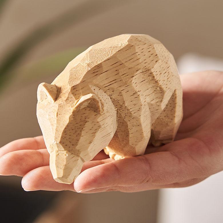 くま　熊　木彫　オブジェ　置物　インテリア　工芸品　美術品　A1034 くま熊木彫オブジェ置物インテリア工芸品美術品A1034
