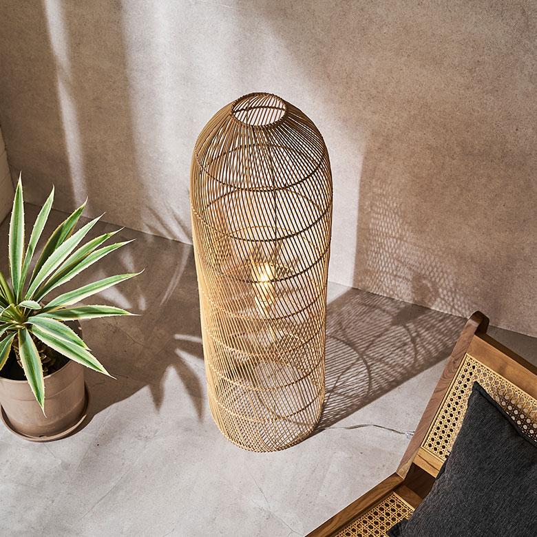 フロアライト スタンドライト おしゃれ ラタン シェード ランプ フロア 照明 籐 ライト 間接照明 寝室 高さ100cm 北欧 リゾート 家具 インテリア 西海岸 14225 | ELEMENTS（インテリア） | 10