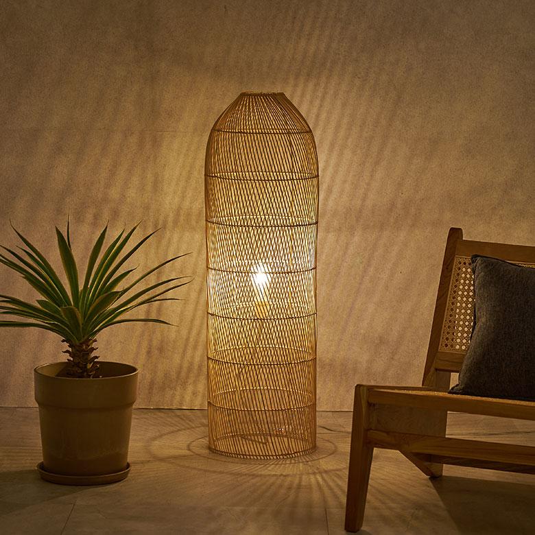 フロアライト スタンドライト おしゃれ ラタン シェード ランプ フロア 照明 籐 ライト 間接照明 寝室 高さ100cm 北欧 リゾート 家具 インテリア 西海岸 14225 | ELEMENTS（インテリア） | 06
