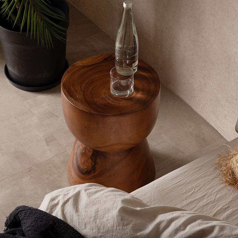 サイドテーブル 丸 無垢 スツール ウッド 椅子 木製 いす 天然木 モンキーポッド ラウンド カフェテーブル おしゃれ 木製スツール高さ45cm 北欧 アジアン 14226 | ELEMENTS（インテリア） | 14