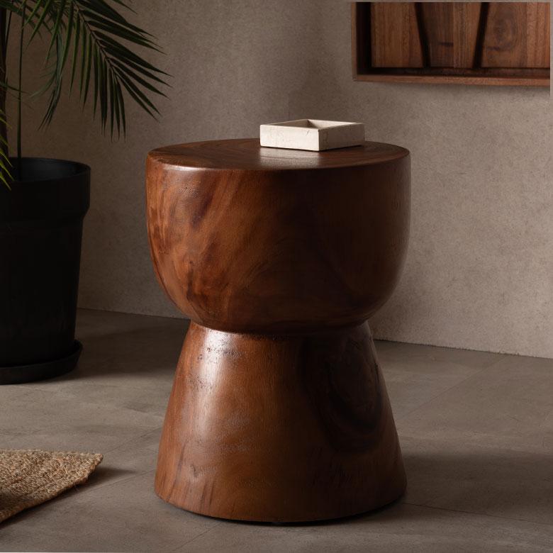 サイドテーブル 丸 無垢 スツール ウッド 椅子 木製 いす 天然木 モンキーポッド ラウンド カフェテーブル おしゃれ 木製スツール高さ45cm 北欧 アジアン 14226 | ELEMENTS（インテリア） | 16