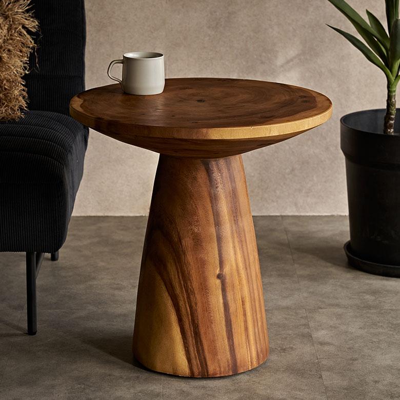 サイドテーブル 丸 無垢 ナイトテーブル 木製 無垢材 テーブル 円形 ラウンド カフェテーブル 高さ50cm おしゃれ ソファテーブル 天然木 北欧 西海岸 14227 | ELEMENTS（インテリア）