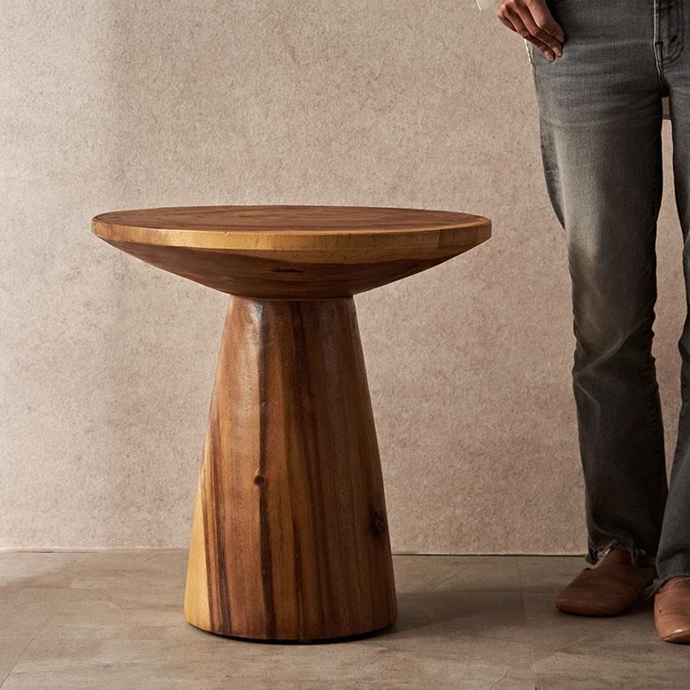 サイドテーブル 丸 無垢 ナイトテーブル 木製 無垢材 テーブル 円形 ラウンド カフェテーブル 高さ50cm おしゃれ ソファテーブル 天然木 北欧 西海岸 14227 | ELEMENTS（インテリア） | 11