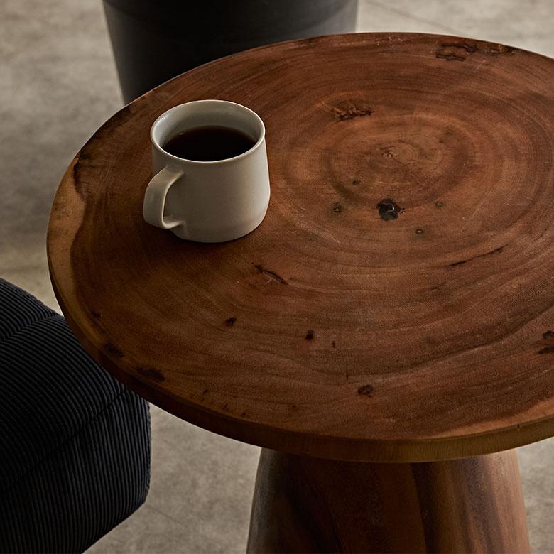 サイドテーブル 丸 無垢 ナイトテーブル 木製 無垢材 テーブル 円形 ラウンド カフェテーブル 高さ50cm おしゃれ ソファテーブル 天然木 北欧 西海岸 14227 | ELEMENTS（インテリア） | 02