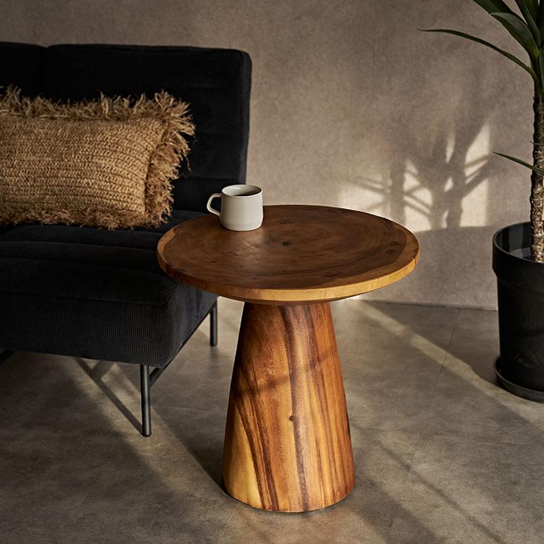 サイドテーブル 丸 無垢 ナイトテーブル 木製 無垢材 テーブル 円形 ラウンド カフェテーブル 高さ50cm おしゃれ ソファテーブル 天然木 北欧 西海岸 14227 | ELEMENTS（インテリア） | 05